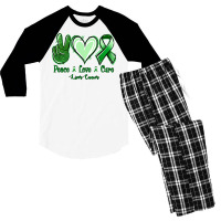 Peace Love Cure Liver Cancer Men's 3/4 Sleeve Pajama Set | Artistshot