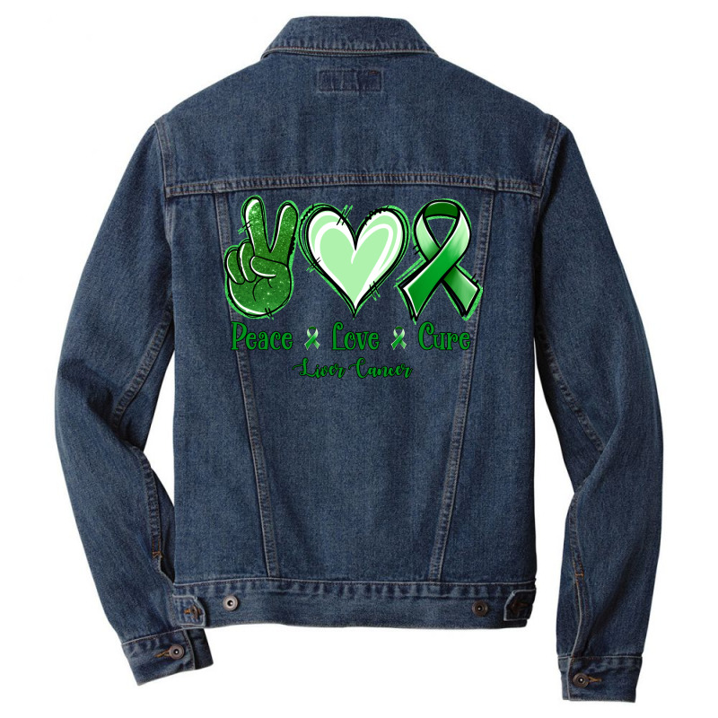 Peace Love Cure Liver Cancer Men Denim Jacket | Artistshot