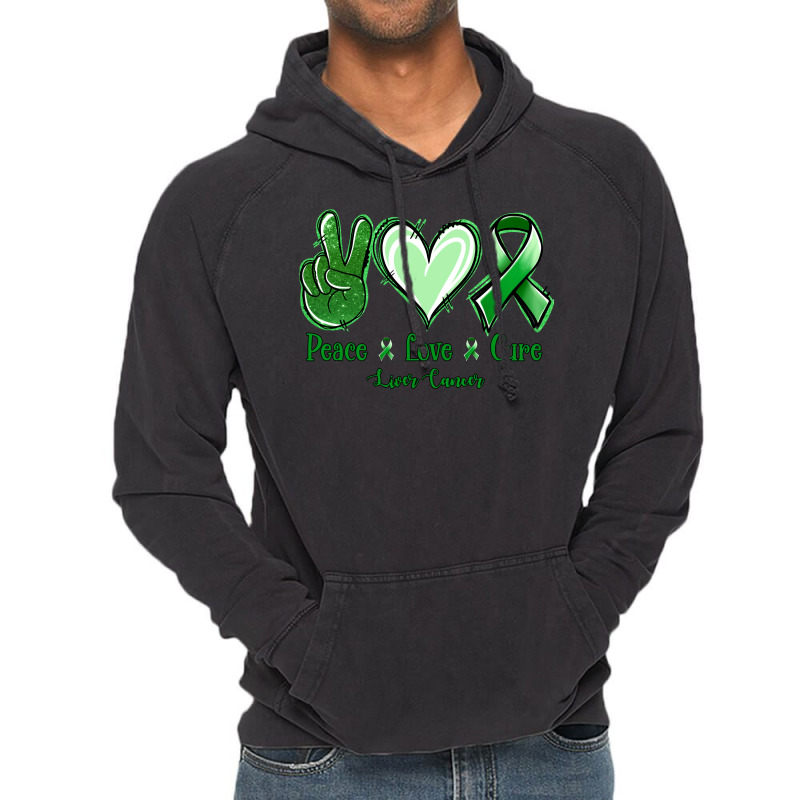 Peace Love Cure Liver Cancer Vintage Hoodie | Artistshot