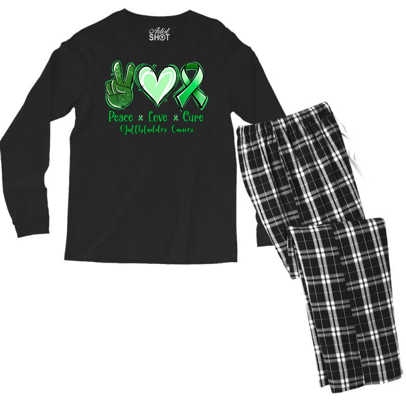 Peace Love Cure Gallbladder Cancer Men's Long Sleeve Pajama Set | Artistshot