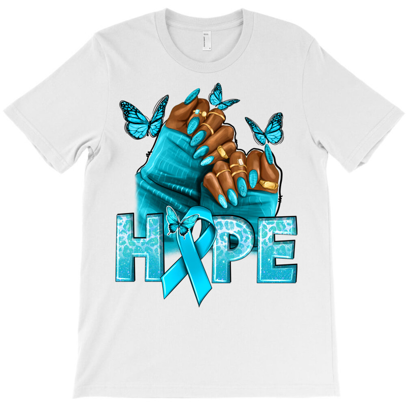 Hope Teal Ribbon Ovarian Cancer Nails T-shirt | Artistshot