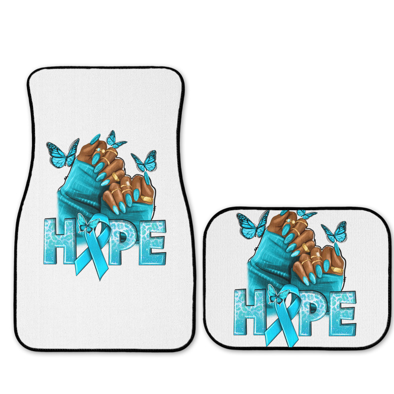 Hope Teal Ribbon Ovarian Cancer Nails Full Set Car Mats | Artistshot