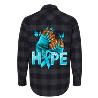 Hope Teal Ribbon Ovarian Cancer Nails Flannel Shirt | Artistshot