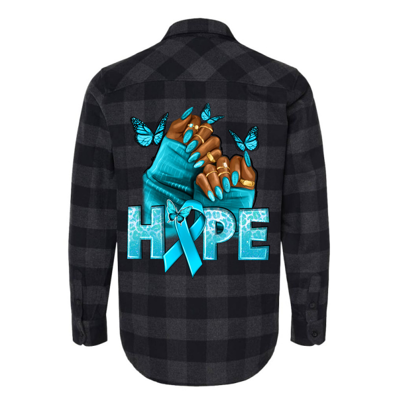 Hope Teal Ribbon Ovarian Cancer Nails Flannel Shirt | Artistshot