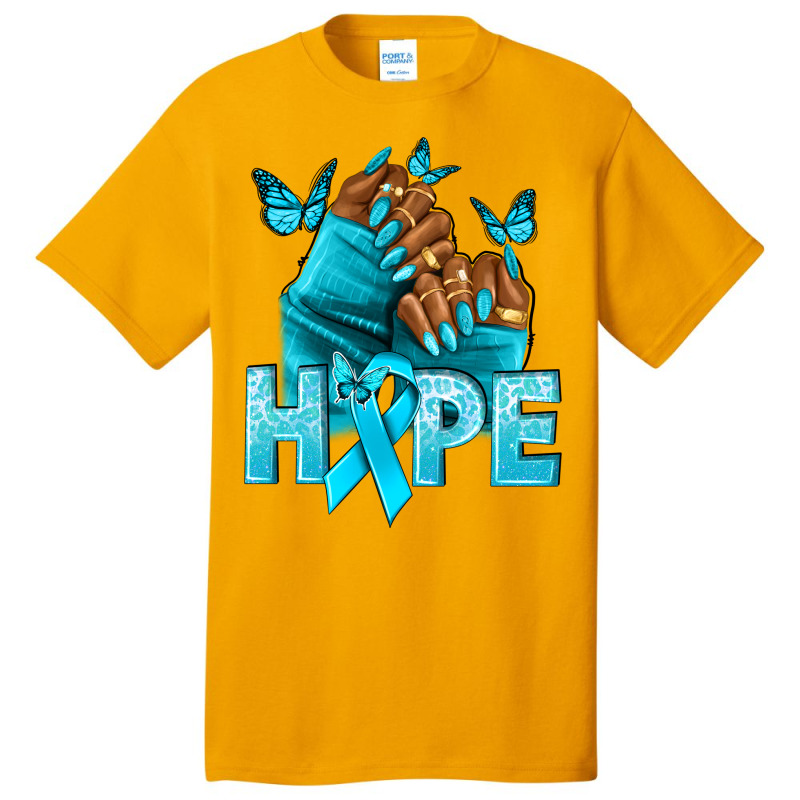 Hope Teal Ribbon Ovarian Cancer Nails Basic T-shirt | Artistshot