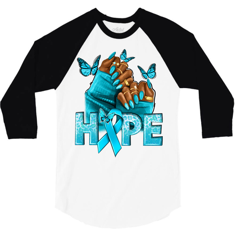 Hope Teal Ribbon Ovarian Cancer Nails 3/4 Sleeve Shirt | Artistshot