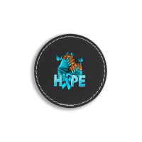 Hope Teal Ribbon Ovarian Cancer Nails Round Leatherette Patch | Artistshot