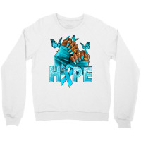 Hope Teal Ribbon Ovarian Cancer Nails Crewneck Sweatshirt | Artistshot