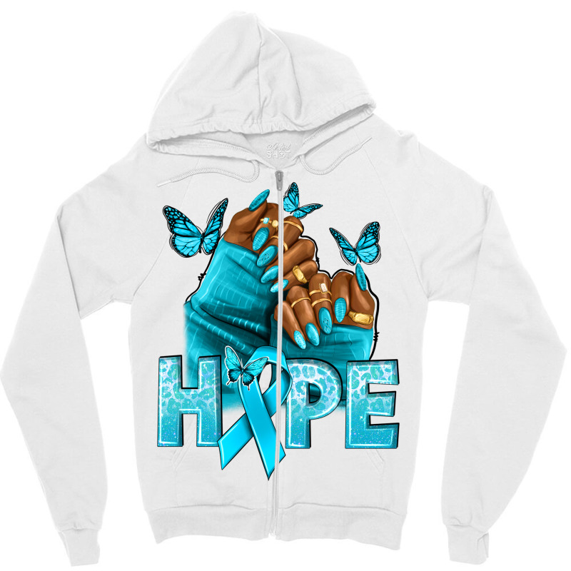 Hope Teal Ribbon Ovarian Cancer Nails Zipper Hoodie | Artistshot