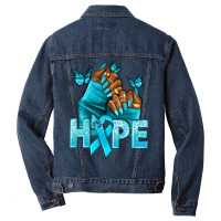 Hope Teal Ribbon Ovarian Cancer Nails Men Denim Jacket | Artistshot