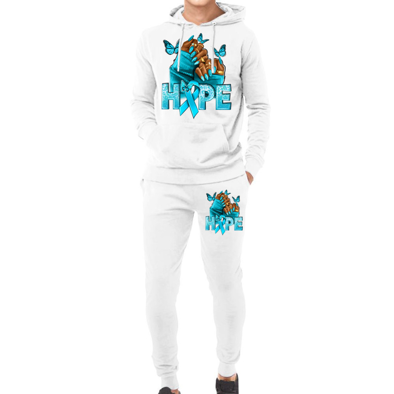 Hope Teal Ribbon Ovarian Cancer Nails Hoodie & Jogger Set | Artistshot