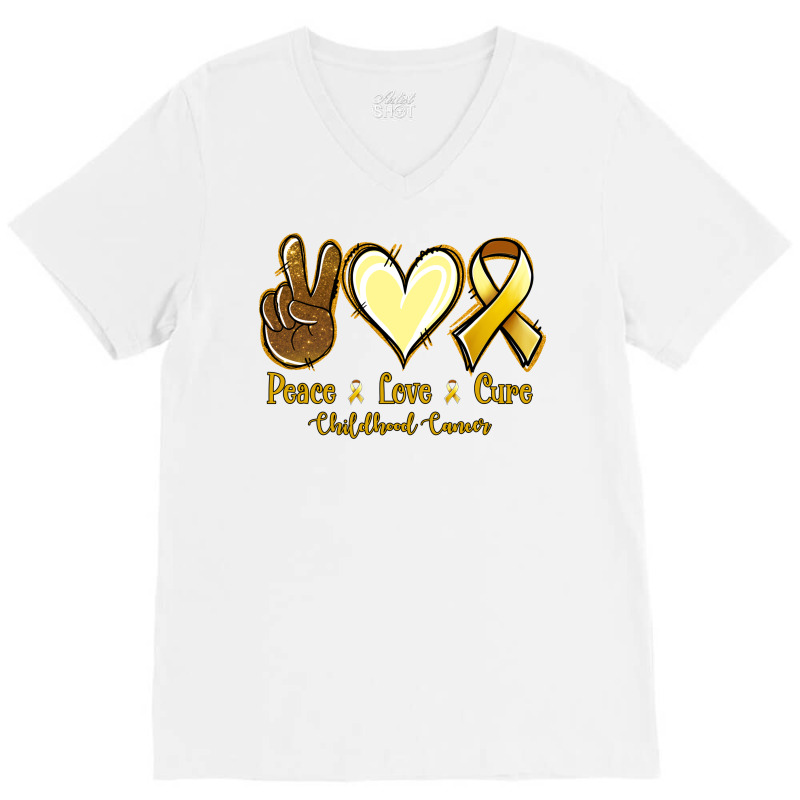 Peace Love Cure Bone Cancer V-neck Tee | Artistshot