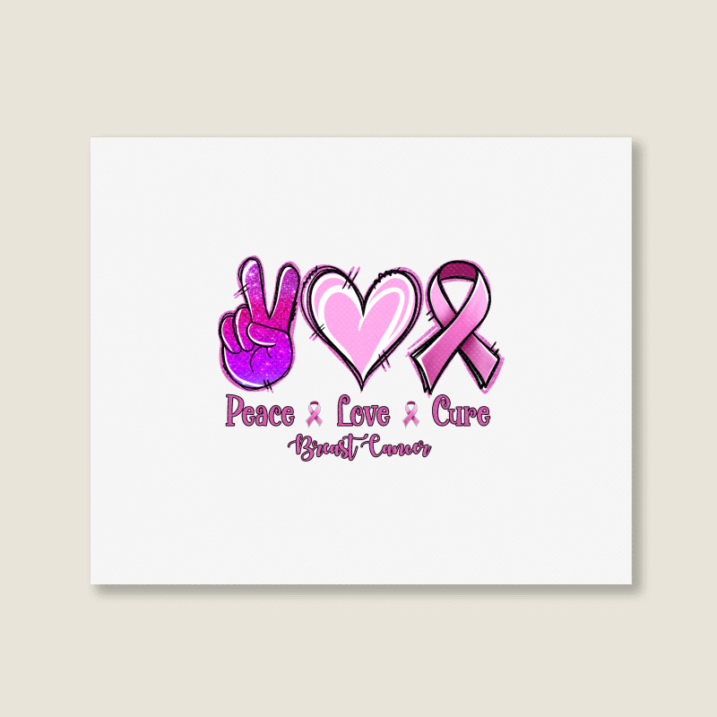 Peace Love Cure Breast Cancer Landscape Canvas Print | Artistshot