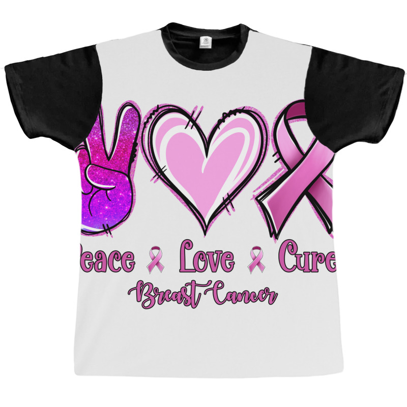 Peace Love Cure Breast Cancer Graphic T-shirt | Artistshot