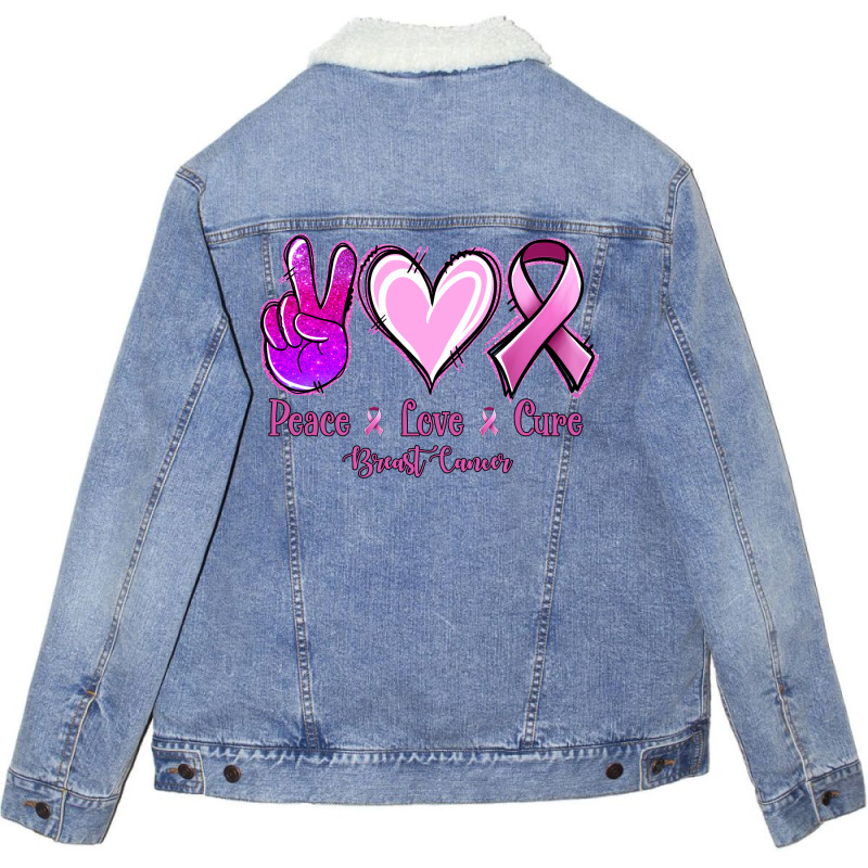 Peace Love Cure Breast Cancer Unisex Sherpa-lined Denim Jacket | Artistshot