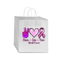 Peace Love Cure Breast Cancer Star Paper Bag - 13 X 7 X 13 | Artistshot