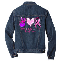 Peace Love Cure Breast Cancer Men Denim Jacket | Artistshot