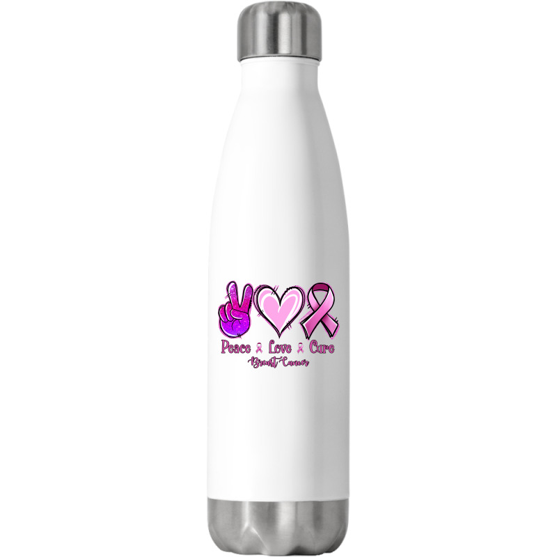 Peace Love Cure Breast Cancer Stainless Steel Water Bottle | Artistshot