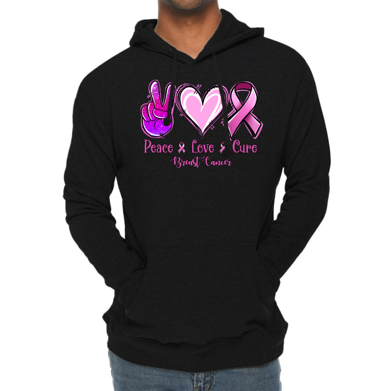 Peace Love Cure Breast Cancer Lightweight Hoodie | Artistshot