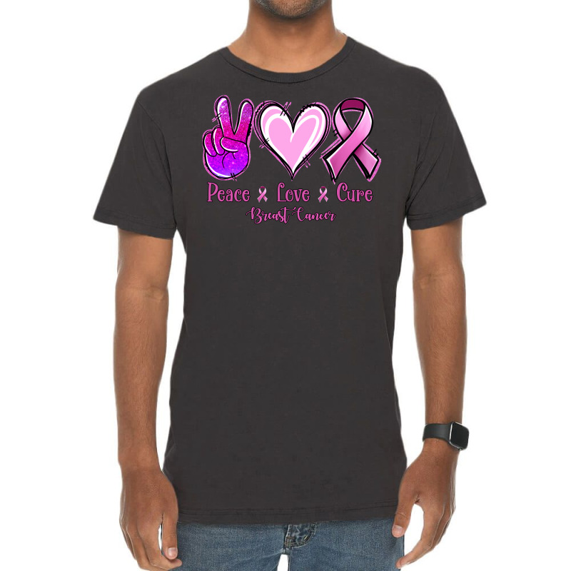 Peace Love Cure Breast Cancer Vintage T-shirt | Artistshot