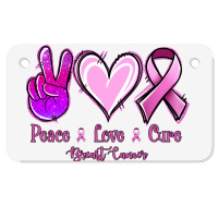 Peace Love Cure Breast Cancer Motorcycle License Plate | Artistshot