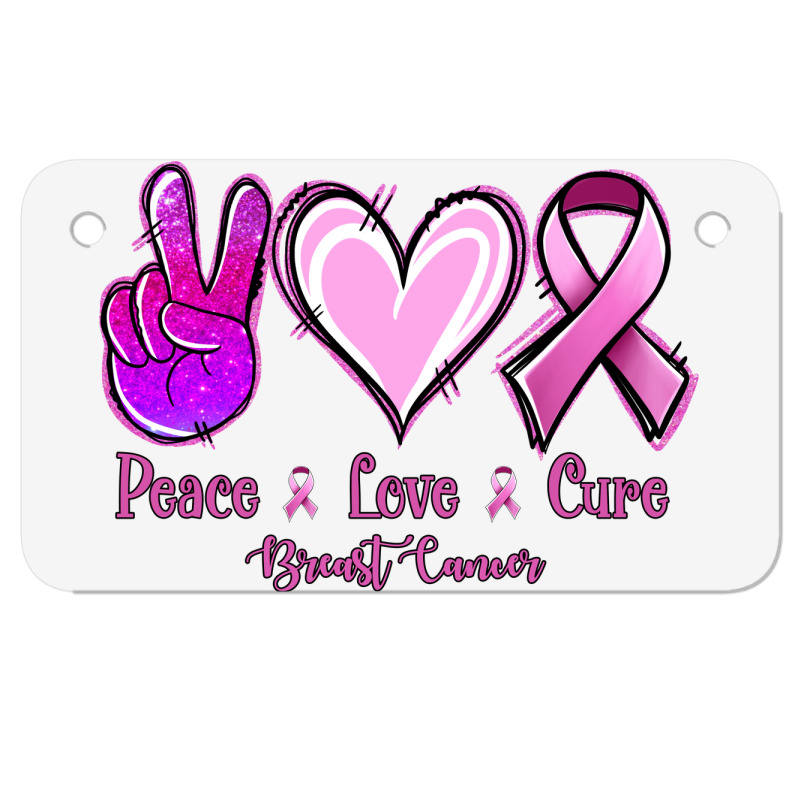 Peace Love Cure Breast Cancer Motorcycle License Plate | Artistshot