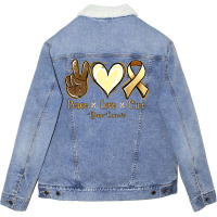 Peace Love Cure Bone Cancer Unisex Sherpa-lined Denim Jacket | Artistshot