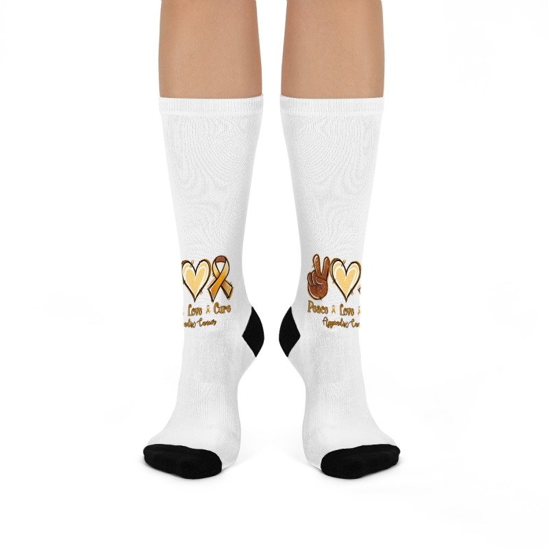 Peace Love Cure Appendix Cancer Crew Socks | Artistshot