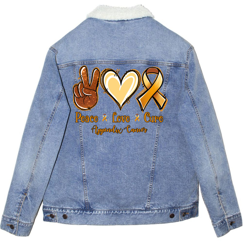 Peace Love Cure Appendix Cancer Unisex Sherpa-lined Denim Jacket | Artistshot