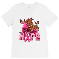 Hope Breast Cancer Nails V-neck Tee | Artistshot