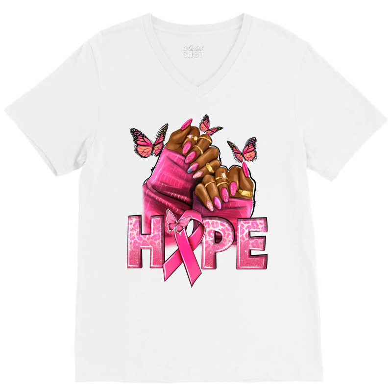 Hope Breast Cancer Nails V-neck Tee | Artistshot