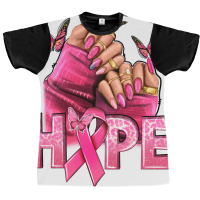 Hope Breast Cancer Caucasian Hand Nails Graphic T-shirt | Artistshot