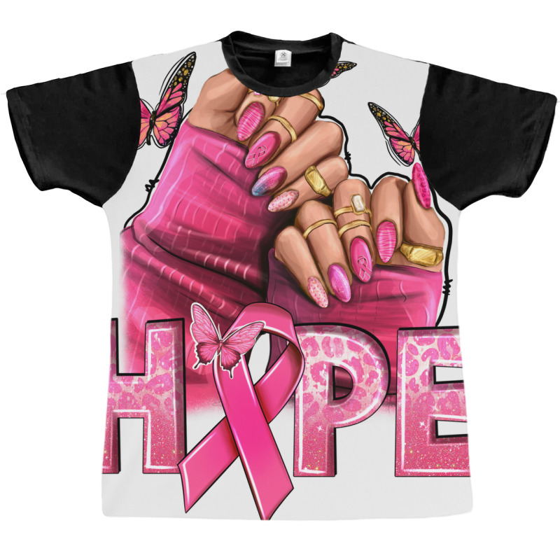 Hope Breast Cancer Caucasian Hand Nails Graphic T-shirt | Artistshot