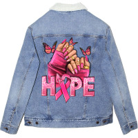 Hope Breast Cancer Caucasian Hand Nails Unisex Sherpa-lined Denim Jacket | Artistshot