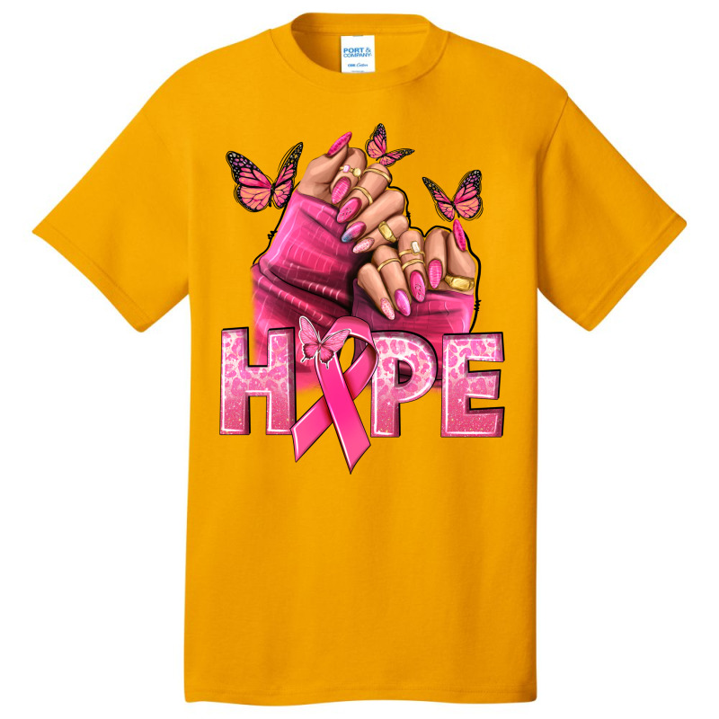 Hope Breast Cancer Caucasian Hand Nails Basic T-shirt | Artistshot