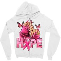 Hope Breast Cancer Caucasian Hand Nails Zipper Hoodie | Artistshot