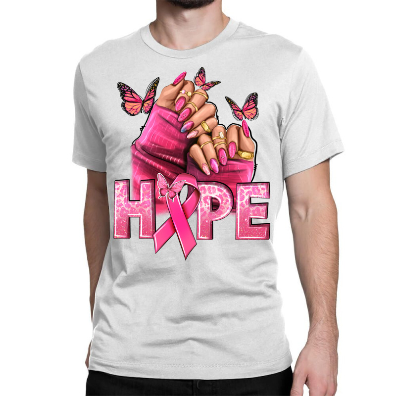 Hope Breast Cancer Caucasian Hand Nails Classic T-shirt | Artistshot