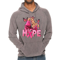 Hope Breast Cancer Caucasian Hand Nails Vintage Hoodie | Artistshot