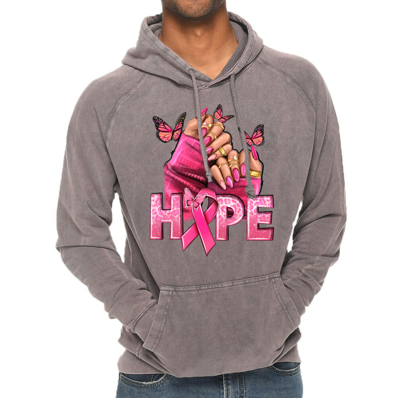 Hope Breast Cancer Caucasian Hand Nails Vintage Hoodie | Artistshot