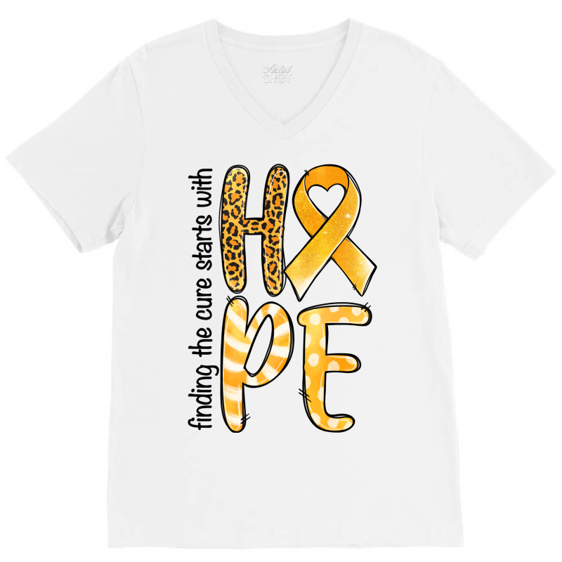 Finding The Cure Starts With Hope Childhood Cancer V-neck Tee | Artistshot