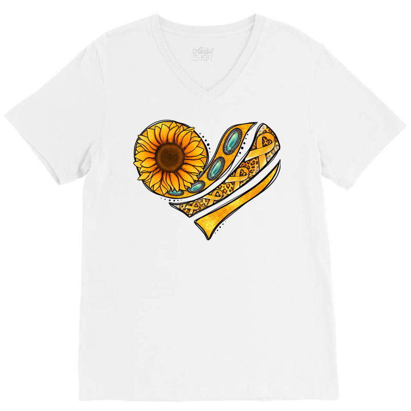 Childhood Cancer Awareness Heart V-neck Tee | Artistshot