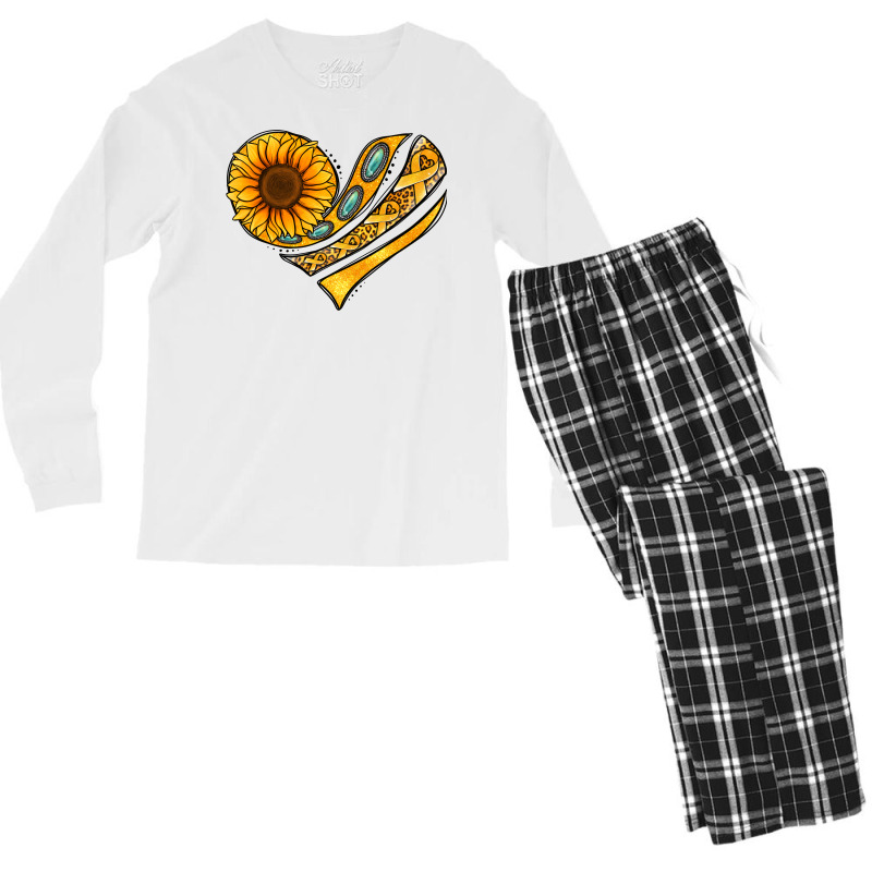 Childhood Cancer Awareness Heart Men's Long Sleeve Pajama Set | Artistshot