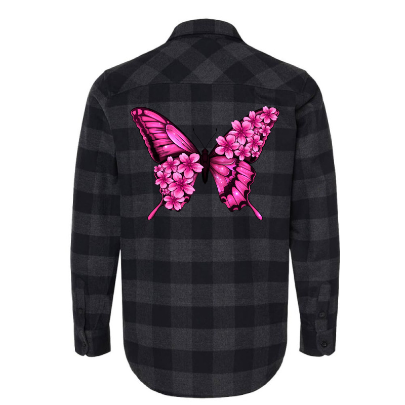 Floral Pink Butterfly Flannel Shirt | Artistshot