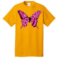 Floral Pink Butterfly Basic T-shirt | Artistshot