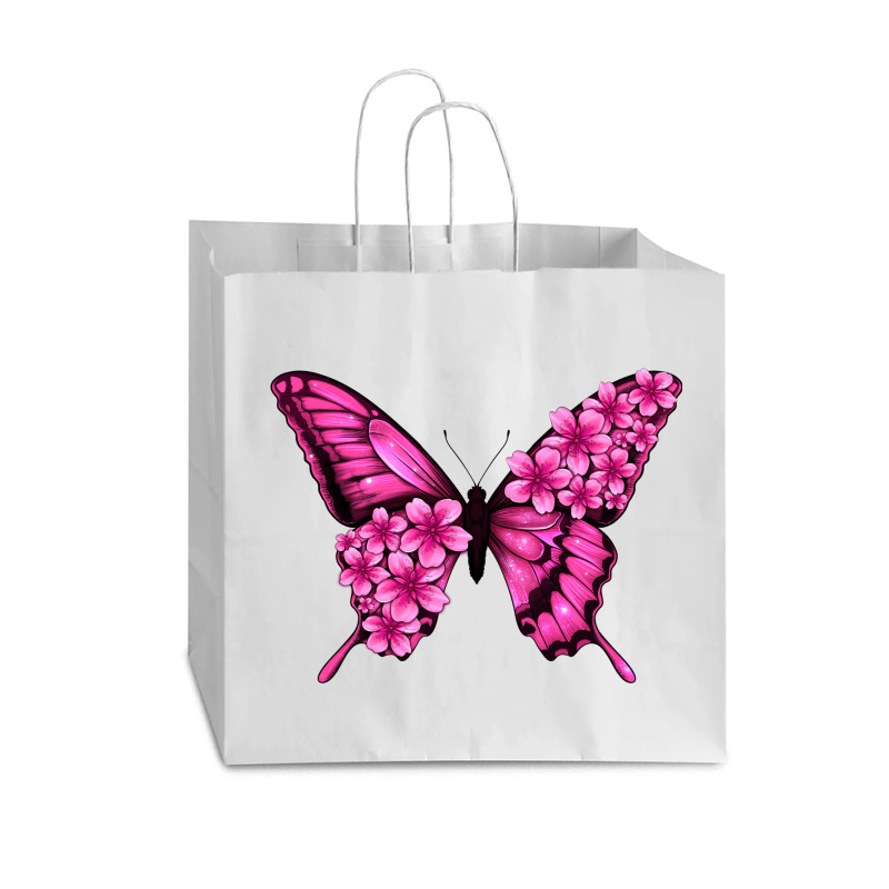 Floral Pink Butterfly Vogue Paper Bag - 16 X 6 X 12 | Artistshot