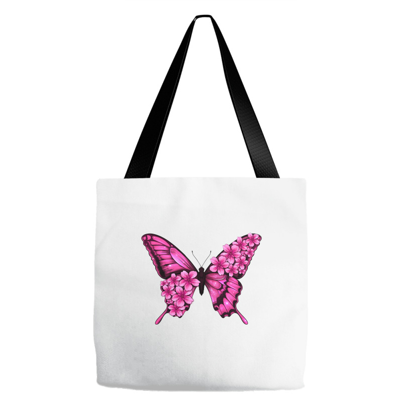 Floral Pink Butterfly Tote Bags | Artistshot