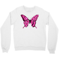 Floral Pink Butterfly Crewneck Sweatshirt | Artistshot