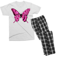 Floral Pink Butterfly Men's T-shirt Pajama Set | Artistshot