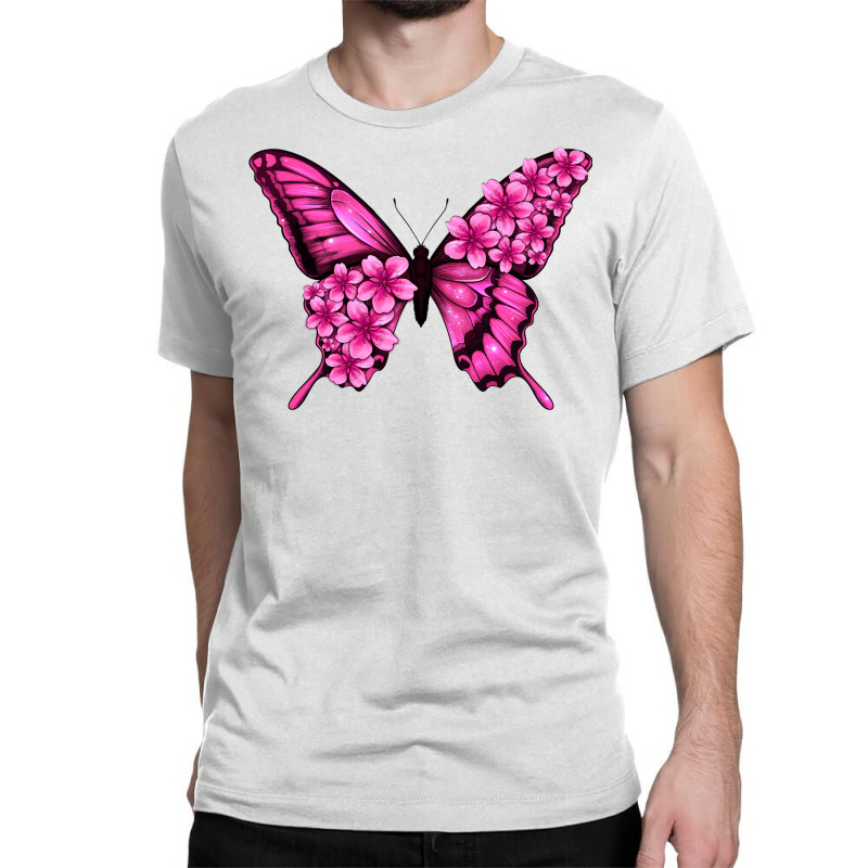 Floral Pink Butterfly Classic T-shirt | Artistshot