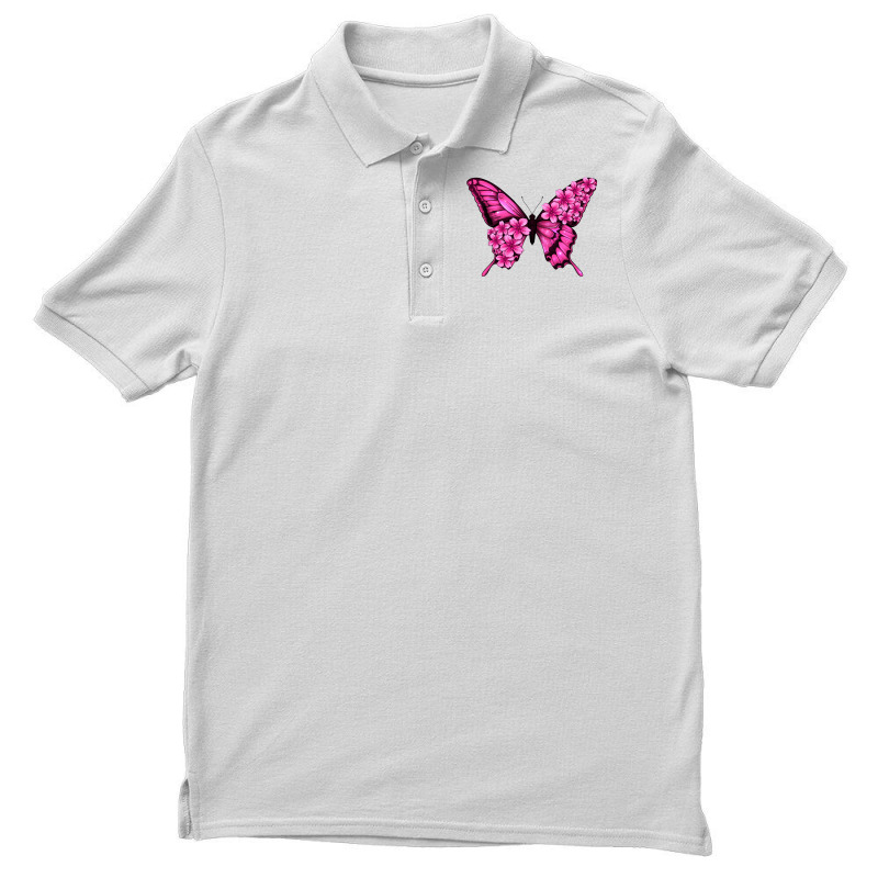 Floral Pink Butterfly Men's Polo Shirt | Artistshot